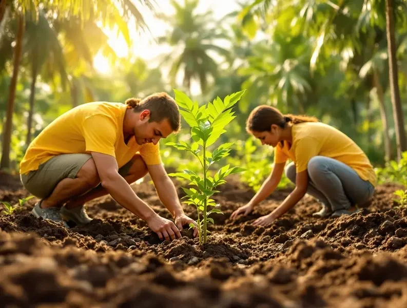 志愿者公园植树